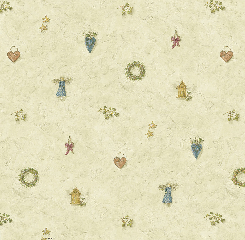 Mazy Blue Hearts Dolls Toss Wallpaper by Chesapeake Borders By Chesapeake Covers about 56.4 square feet 20.5-in by 33-ft long roll Prepasted 20.5 - Fabric Carolina -