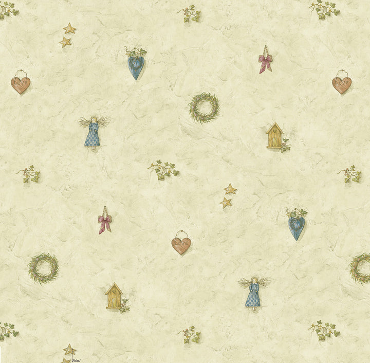 Mazy Blue Hearts Dolls Toss Wallpaper by Chesapeake Borders By Chesapeake Covers about 56.4 square feet 20.5-in by 33-ft long roll Prepasted 20.5 - Fabric Carolina -