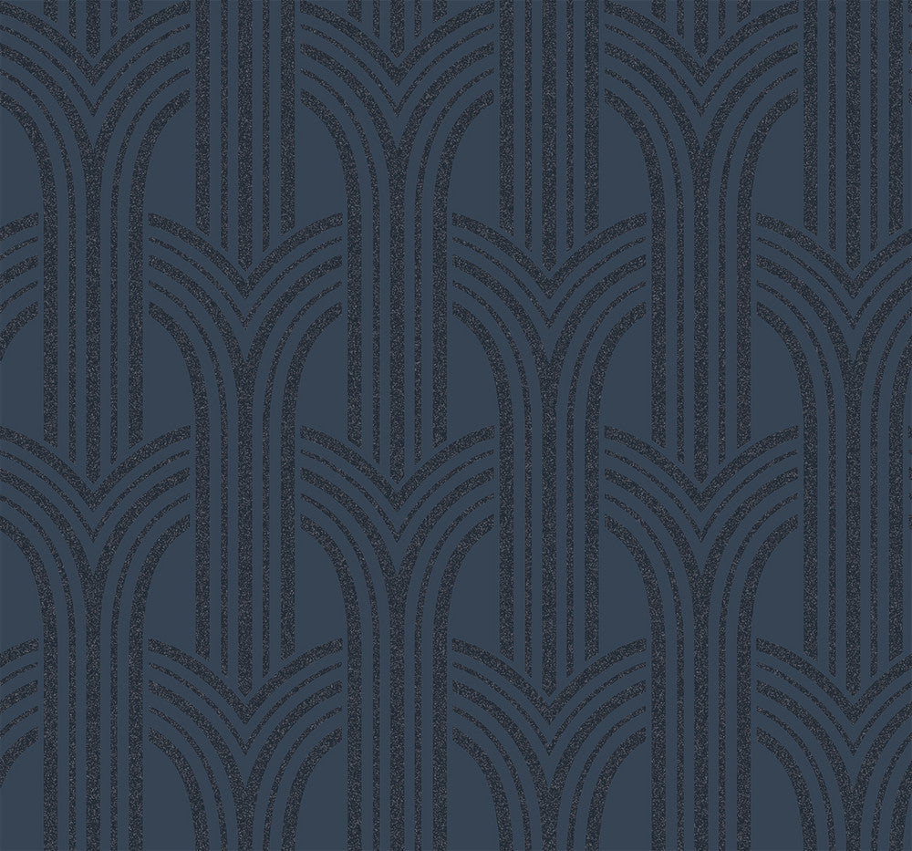 Déco Arches Blue Lustre by Seabrook Wallpaper Etten Beaded Netherlands 57.5 12.6" 20.9" - Fabric Carolina -