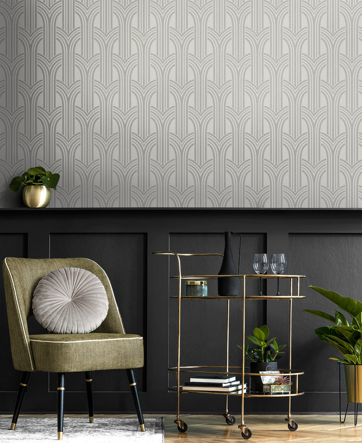 Déco Arches Nickel BD50410 by Seabrook Designs Designer Wallpaper