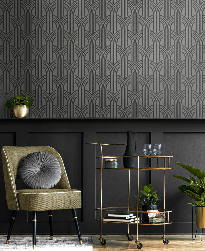 Déco Arches Pewter & Galaxy BD50420 by Seabrook Designs Designer Wallpaper