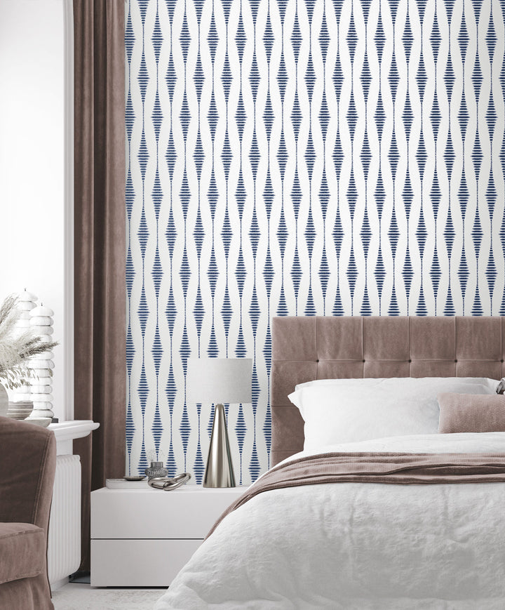Diamond Stripe Celestial Blue & Pearl BD50602 by Seabrook Designs Designer Wallpaper