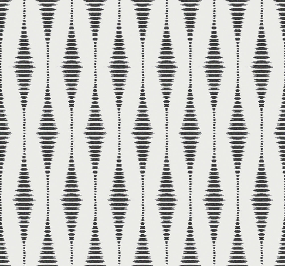 Diamond Stripe Black Satin & Pearl by Seabrook Wallpaper Etten Beaded Netherlands 57.5 6.3" 20.9" - Fabric Carolina -