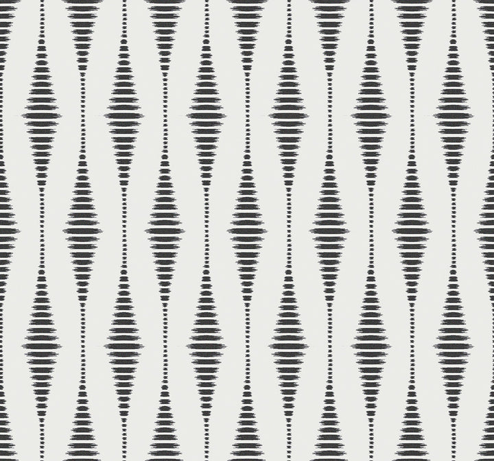 Diamond Stripe Black Satin & Pearl by Seabrook Wallpaper Etten Beaded Netherlands 57.5 6.3" 20.9" - Fabric Carolina -