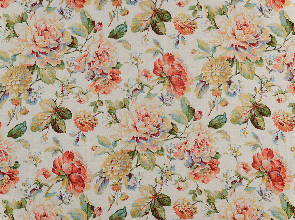 Belle Fleur Multi 11 by Covington Fabric our website for purchase 55% Linen/45% Viscose Korea 12000 Horizontal: 27" and Vertical: 25.25" 55" - Fabric Carolina -