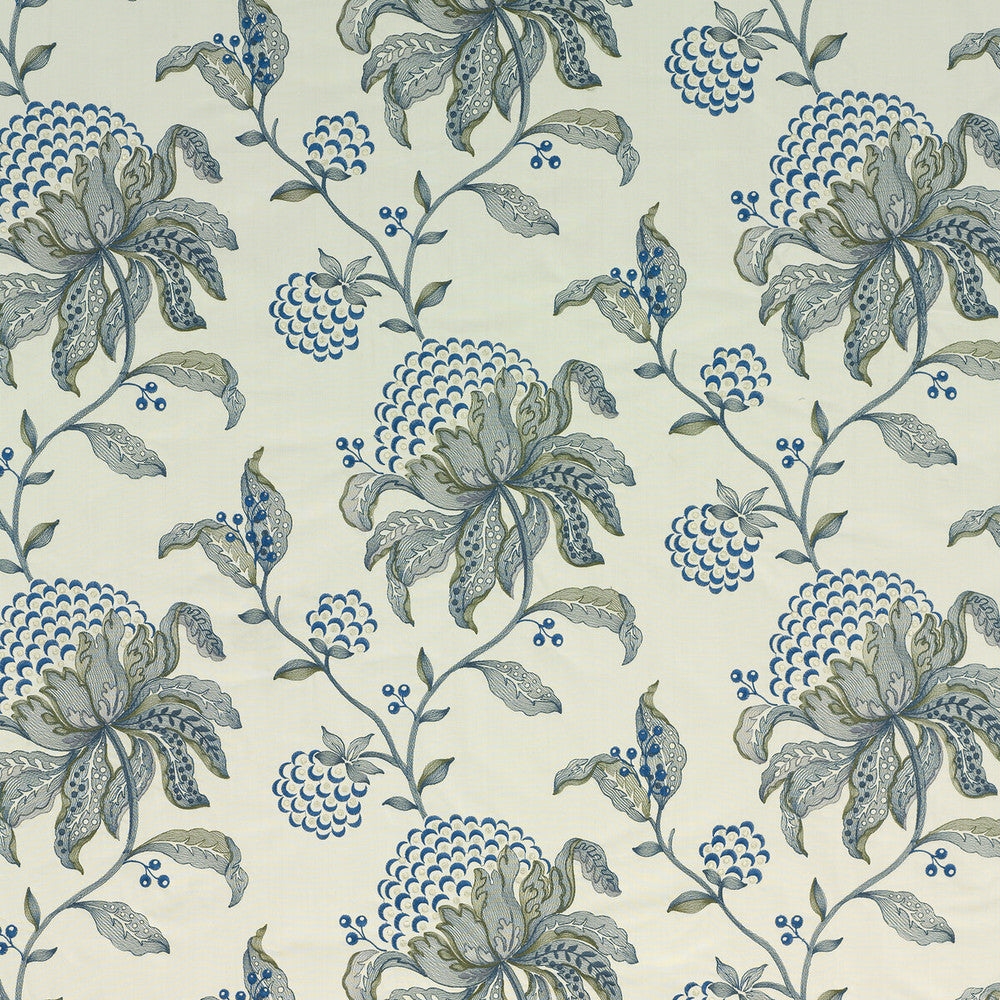 Silwood Indigo by G P & J Baker Fabric LARKHILL COTTON - 76%;RAYON - 21%;ZARI - 3% India Horizontal: 25.61 and Vertical: 14.972 51.22 - Fabric Carolina -