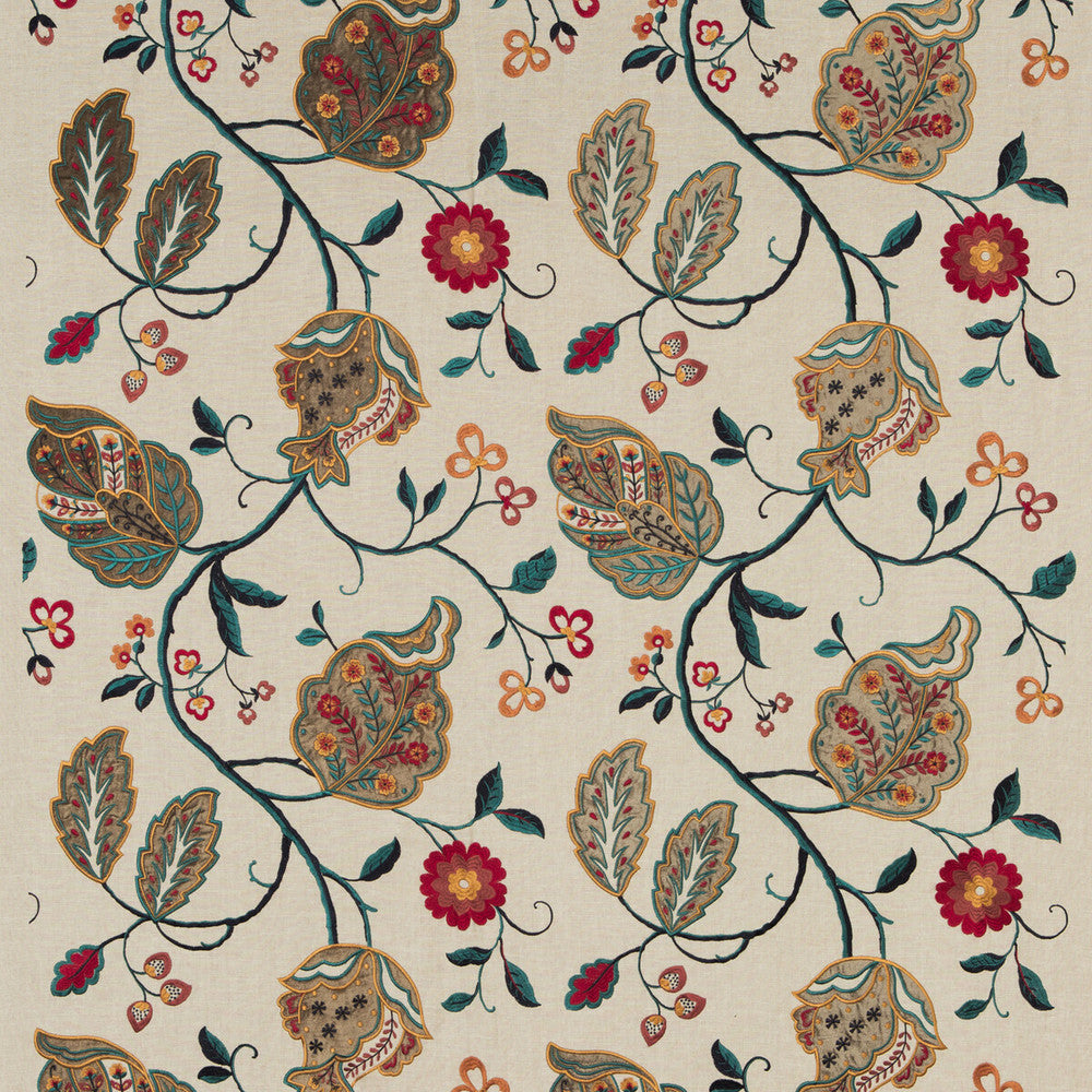 Calthorpe Red/Olive/Teal by G P & J Baker Fabric LANGDALE LINEN - 65%;VISCOSE - 35% India Horizontal: 25.216 and Vertical: 29.944 50.432 - Fabric Carolina -