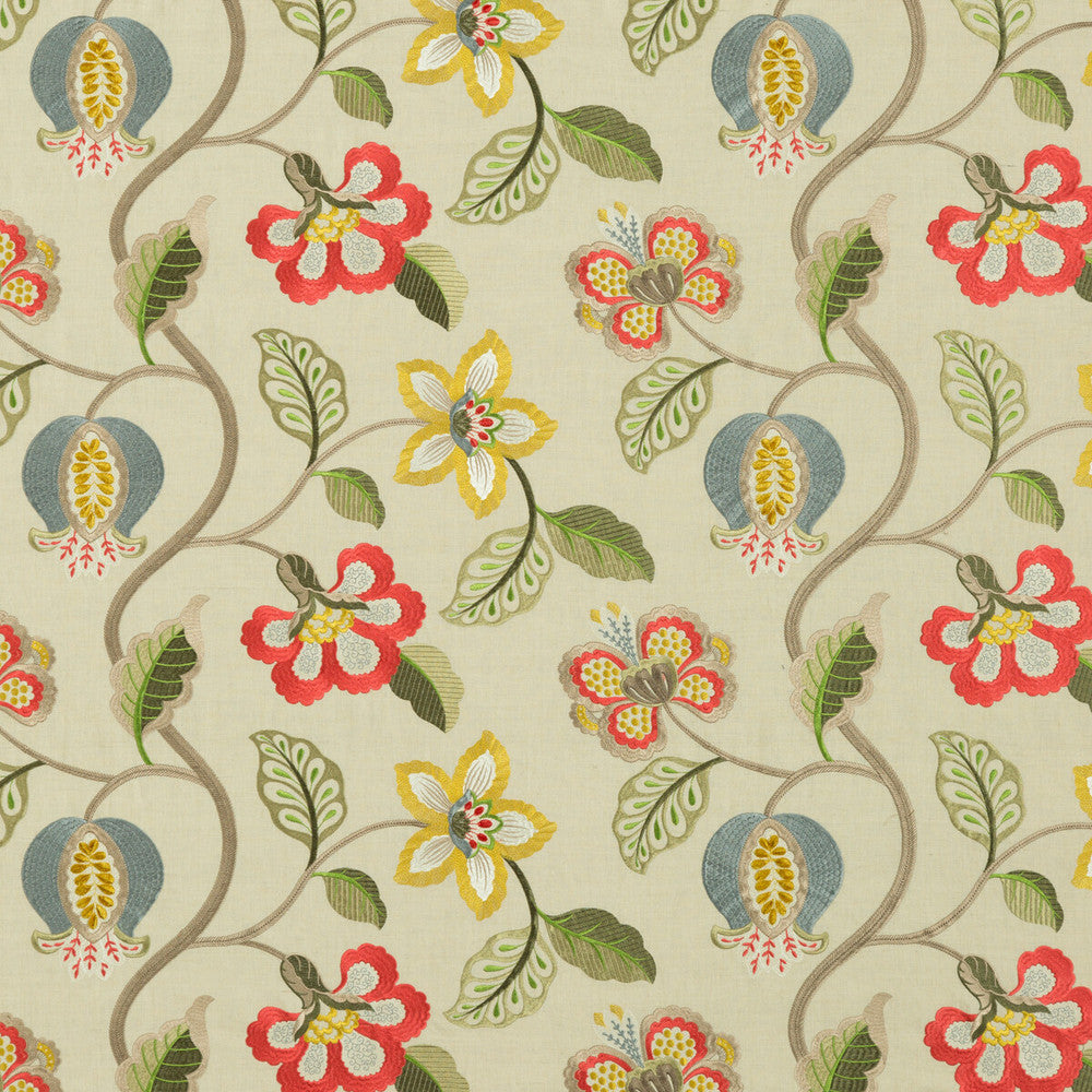 Elvaston Red/Slate/Citron by G P & J Baker Fabric LANGDALE LINEN - 35%;VISCOSE - 35%;COTTON - 30% India - Horizontal: 25.216 and Vertical: 14.972 50.432 - Fabric Carolina -