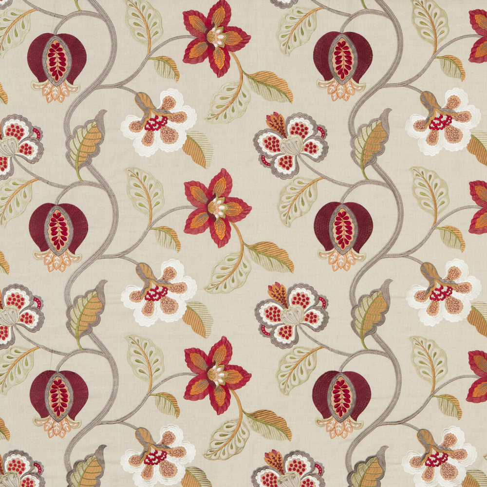 Elvaston Red/Ivory by G P & J Baker Fabric LANGDALE LINEN - 35%;VISCOSE - 35%;COTTON - 30% India - Horizontal: 25.216 and Vertical: 14.972 50.432 - Fabric Carolina -