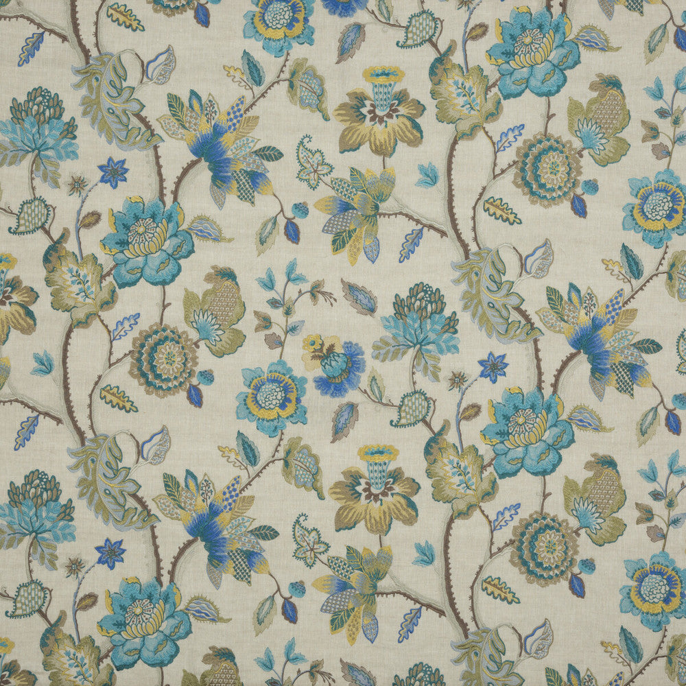 Dryden Teal/Gilt by G P & J Baker Fabric COSMOPOLITAN LINEN - 54%;RAYON - 46% India - Horizontal: 51.22 and Vertical: 26.004 51.22 - Fabric Carolina -