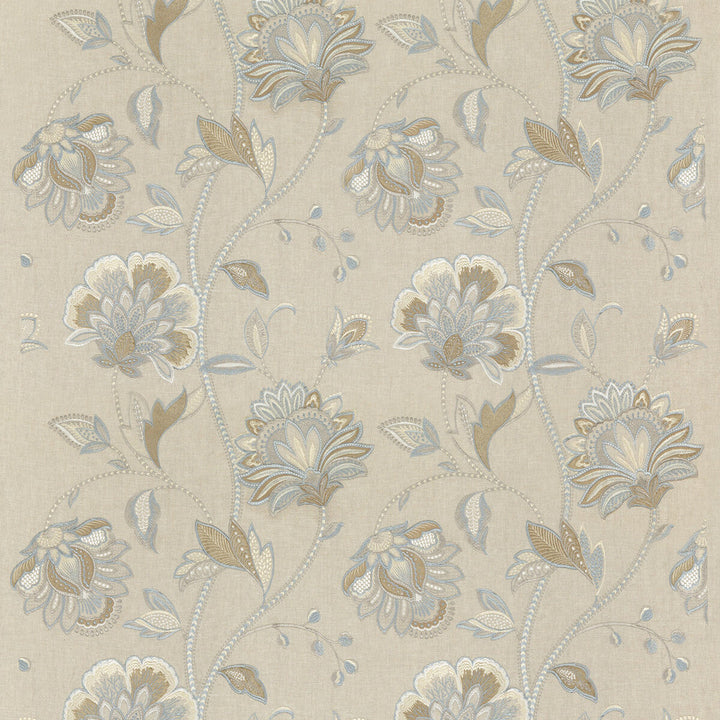 Ormesby Soft Blue by G P & J Baker Designer Fabric KESWICK EMBROIDERIES LINEN - 80%;COTTON - 10%;VISCOSE - 10% India - Horizontal: 24.822 and Vertical: 30.732 49.644 - Swanky Fabrics -