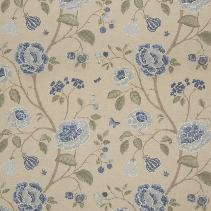 Lillington Soft Blue by G P & J Baker Designer Fabric KESWICK EMBROIDERIES LINEN - 40%;COTTON - 30%;VISCOSE - 30% India - Horizontal: 25.216 and Vertical: 29.944 50.432 - Swanky Fabrics -