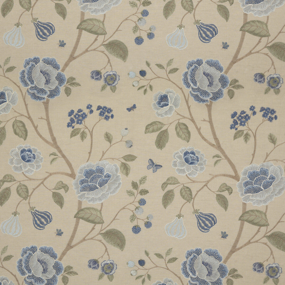 Lillington Soft Blue by G P & J Baker Fabric KESWICK EMBROIDERIES LINEN - 40%;COTTON - 30%;VISCOSE - 30% India - Horizontal: 25.216 and Vertical: 29.944 50.432 - Fabric Carolina -