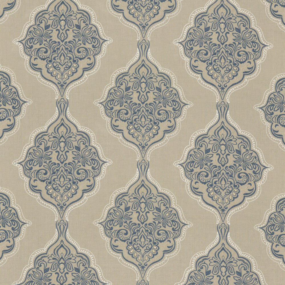 Montacute Indigo by G P & J Baker Designer Fabric KESWICK EMBROIDERIES LINEN - 74%;POLYESTER - 20%;RAYON - 6% India Horizontal: 26.004 and Vertical: 19.7 52.008 - Swanky Fabrics -