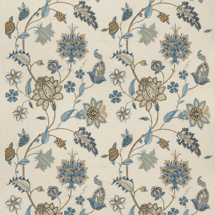Baker'S Indienne Embroidery Soft Blue by G P & J Baker Fabric KESWICK EMBROIDERIES LINEN - 61%;VISCOSE - 21%;POLYESTER - 18% India Horizontal: 25.216 and Vertical: 30.732 50.432 - Fabric Carolina -
