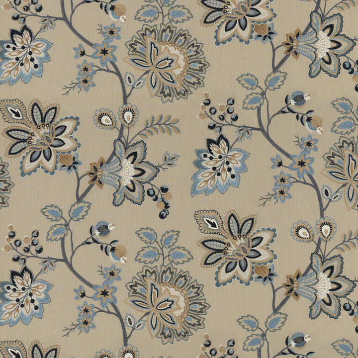 Burford Embroidery Blue by G P & J Baker Fabric PORTOBELLO LINEN - 50%;POLYESTER - 41%;VISCOSE - 9% India Horizontal: 49.644 and Vertical: 30.338 49.644 - Fabric Carolina -