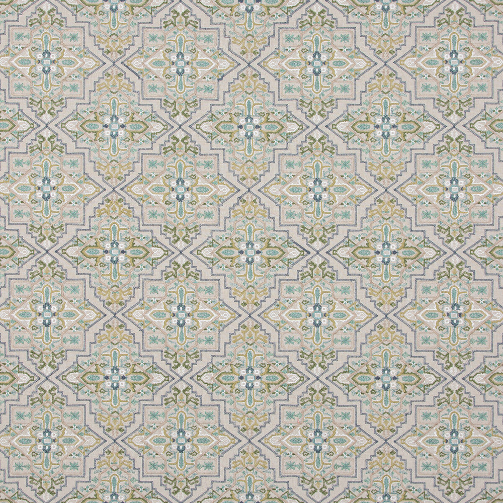 Benaki Aqua by G P & J Baker Designer Fabric CASPIAN LINEN - 60%;POLYESTER - 24%;VISCOSE - 16% India Horizontal: 12.411 and Vertical: 7.486 49.644 - Swanky Fabrics -