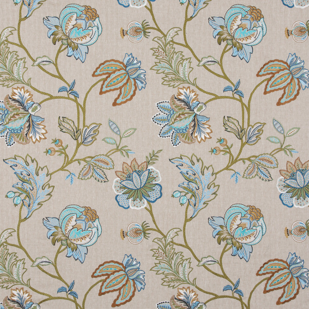 Agra Teal by G P & J Baker Designer Fabric CASPIAN VISCOSE - 60%;LINEN - 26%;RAYON - 14% India Horizontal: 25.216 and Vertical: 30.338 50.432 - Swanky Fabrics -