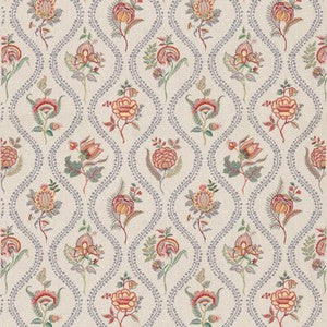 Burford Embroidery Blue/Red BF11025.1.0 by G P & J Baker Fabric