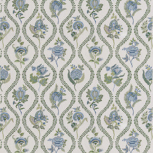 Burford Embroidery Blue/Emerald BF11025.2.0 by G P & J Baker Fabric