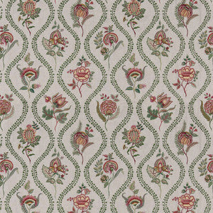 Burford Embroidery Emerald/Red BF11025.5.0 by G P & J Baker Fabric