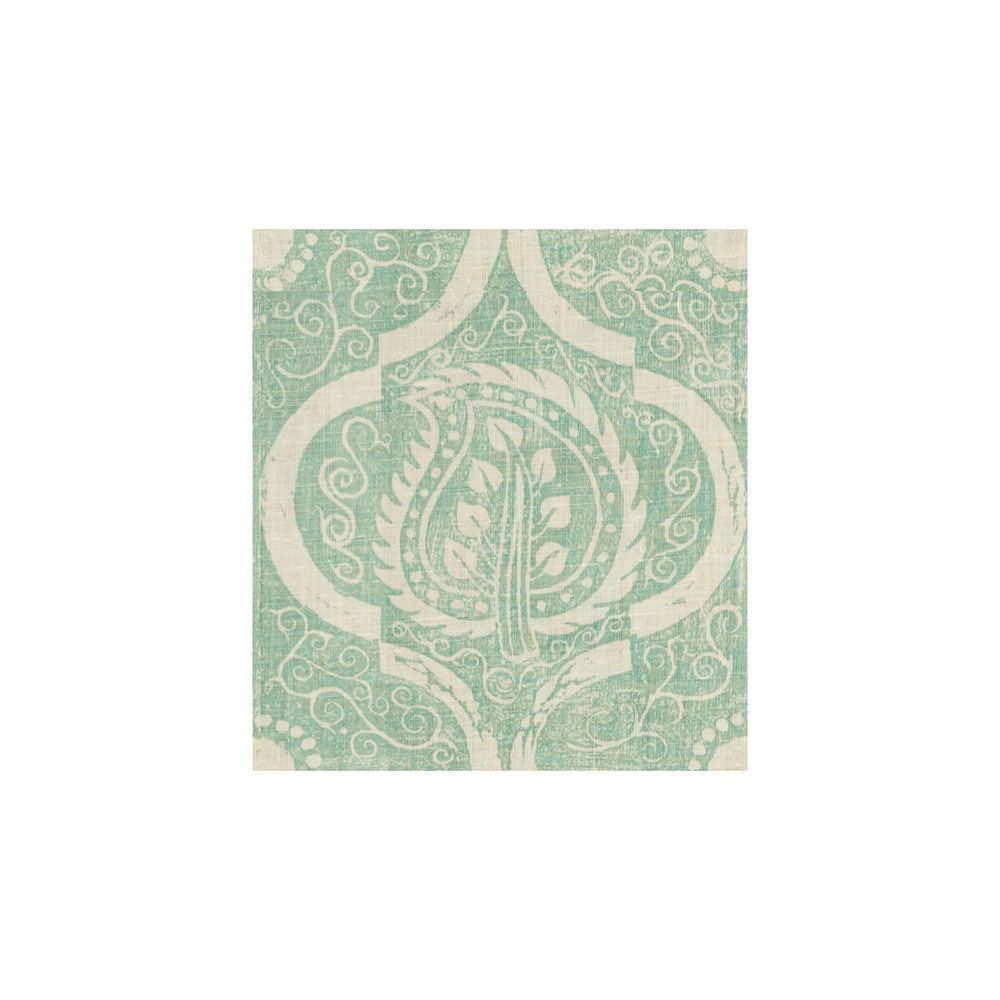 Persian Leaf Aqua by Lee Jofa Designer Fabric BLITHFIELD LINEN - 100% United Kingdom Horizontal: 21 and Vertical: 23 53.5 - Swanky Fabrics -