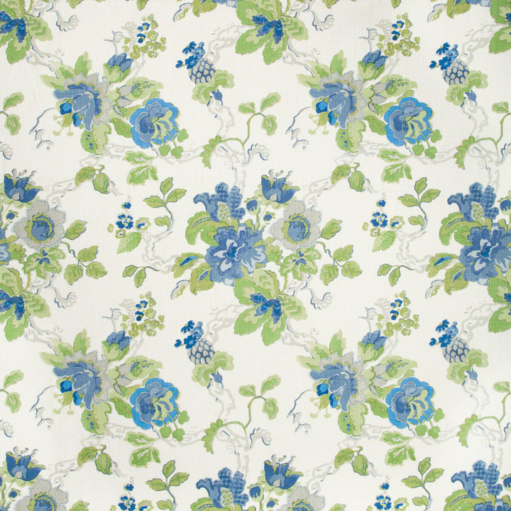 Parnham Cornflower/Lime by Lee Jofa Designer Fabric BLITHFIELD LINEN - 100% United Kingdom HEAVY Horizontal: 25.25 and Vertical: 28 51.5 - Swanky Fabrics -
