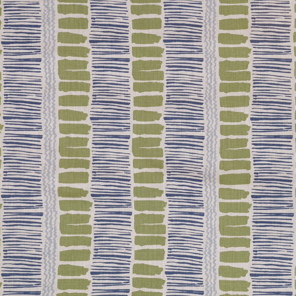 Saltaire Lime/Indigo/Blue by Lee Jofa Fabric BLITHFIELD LINEN - 100% Thailand MEDIUM Horizontal: 26 and Vertical: 25.22 52.79 - Fabric Carolina -