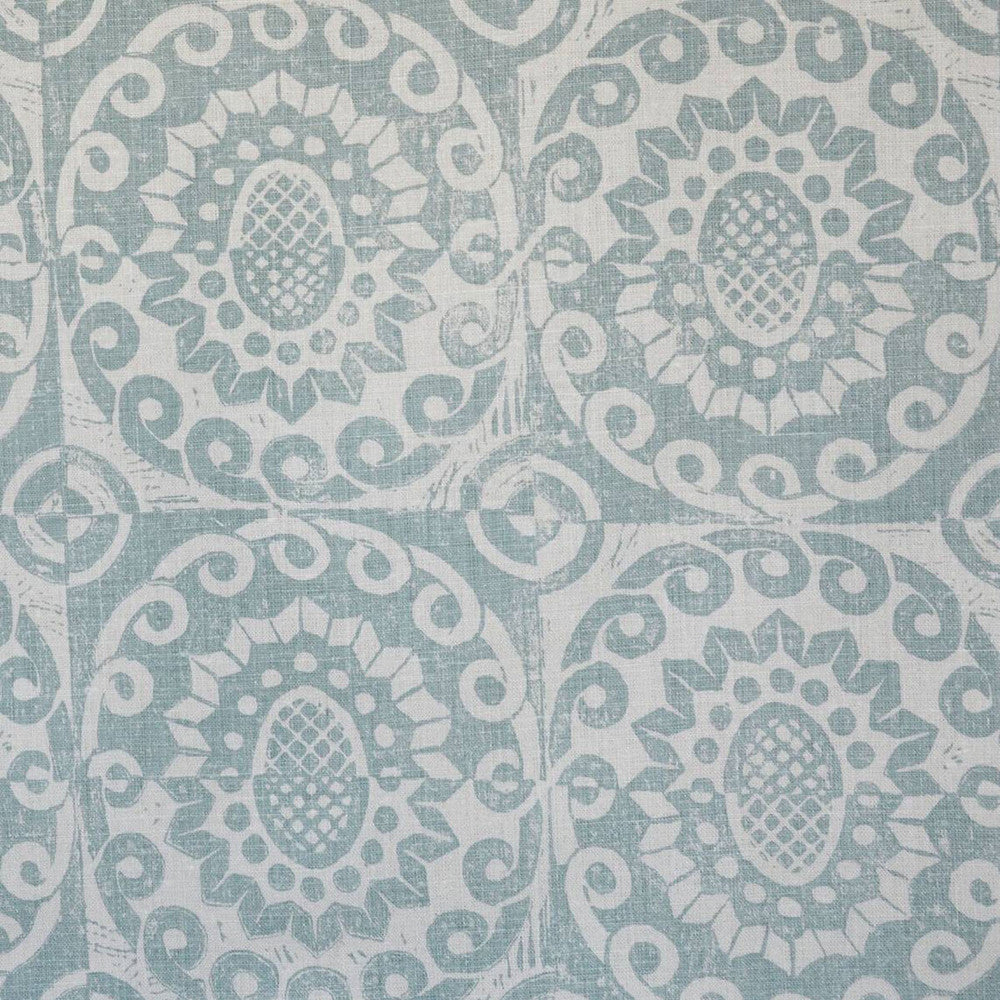 Pineapple On Oatmeal Aqua by Lee Jofa Designer Fabric BLITHFIELD LINEN - 100% United Kingdom Horizontal: 17.73 and Vertical: 31 53 - Swanky Fabrics -