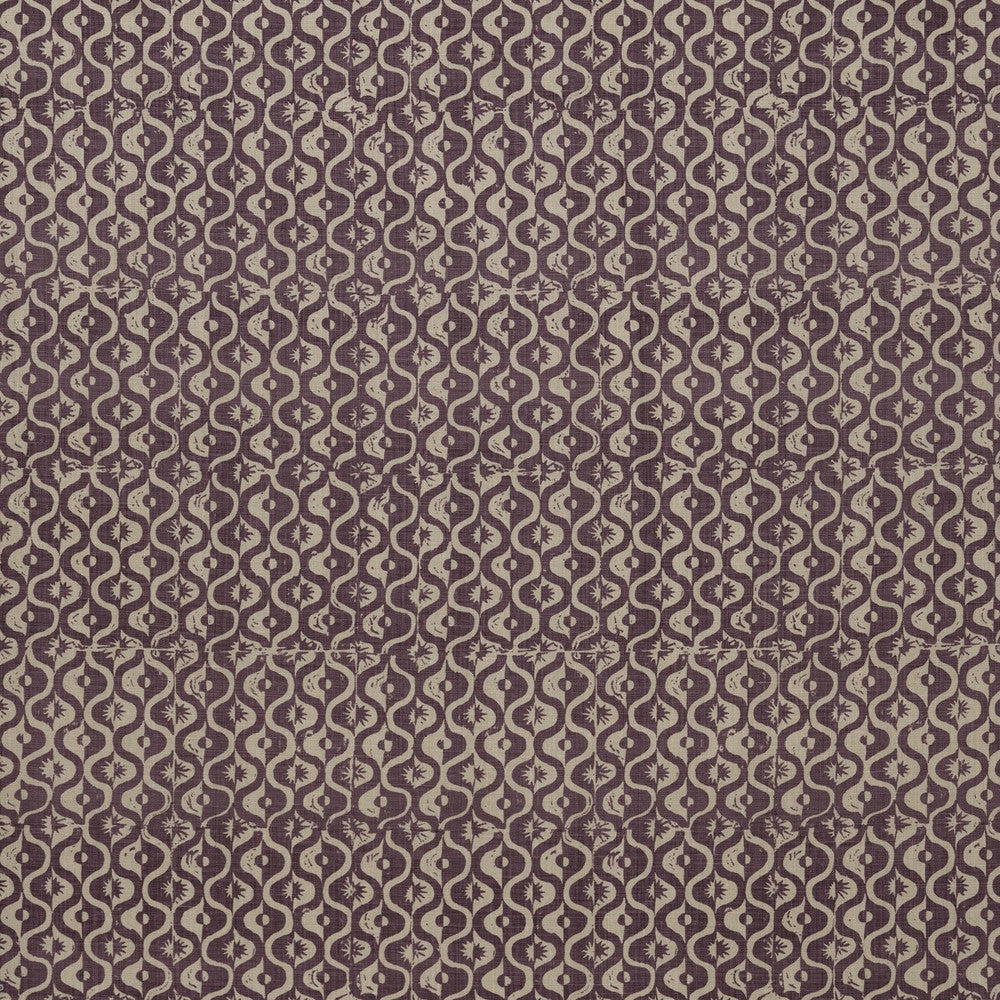 Small Medallion Aubergine by Lee Jofa Designer Fabric BLITHFIELD LINEN - 100% United Kingdom HEAVY Horizontal: 17.1 and Vertical: 37.7 51.1 - Swanky Fabrics -