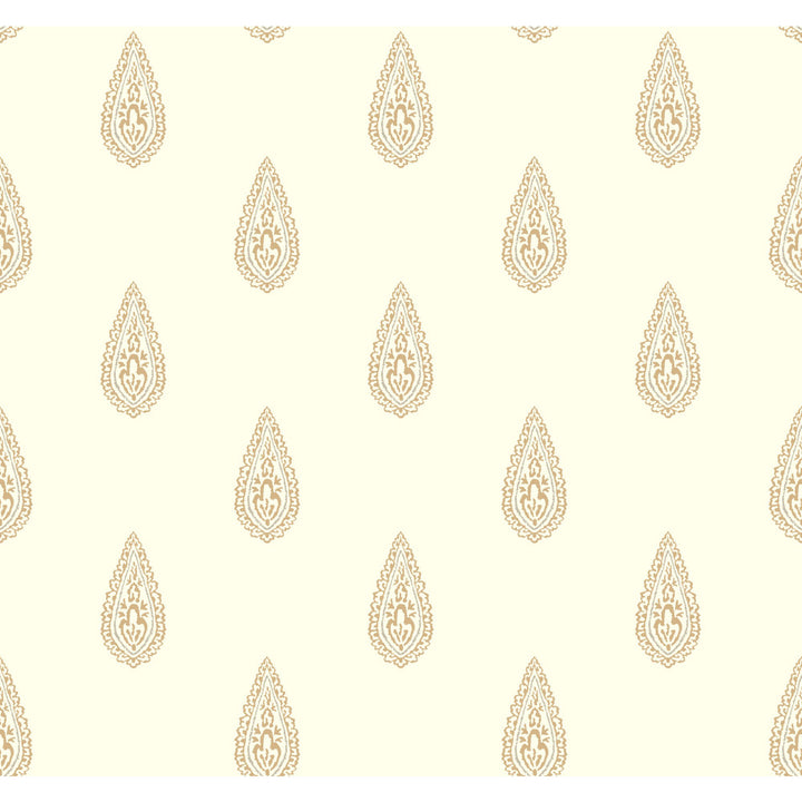 Luxury Teardrop Off White & Gold Metallic Wallpaper by Antonina Vella Antonina Vella Kashmir Covers about 60.8 square feet 27-in by 27-ft long roll Unpasted 8.44 - Fabric Carolina -