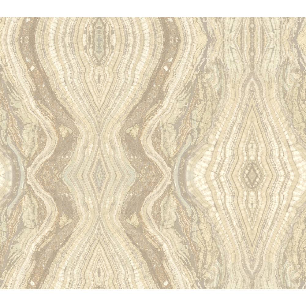 Kaleidoscope Light Grey & Beige Wallpaper by Antonina Vella Antonina Vella Kashmir Covers about 60.8 square feet 27-in by 27-ft long roll Unpasted 24 - Fabric Carolina -