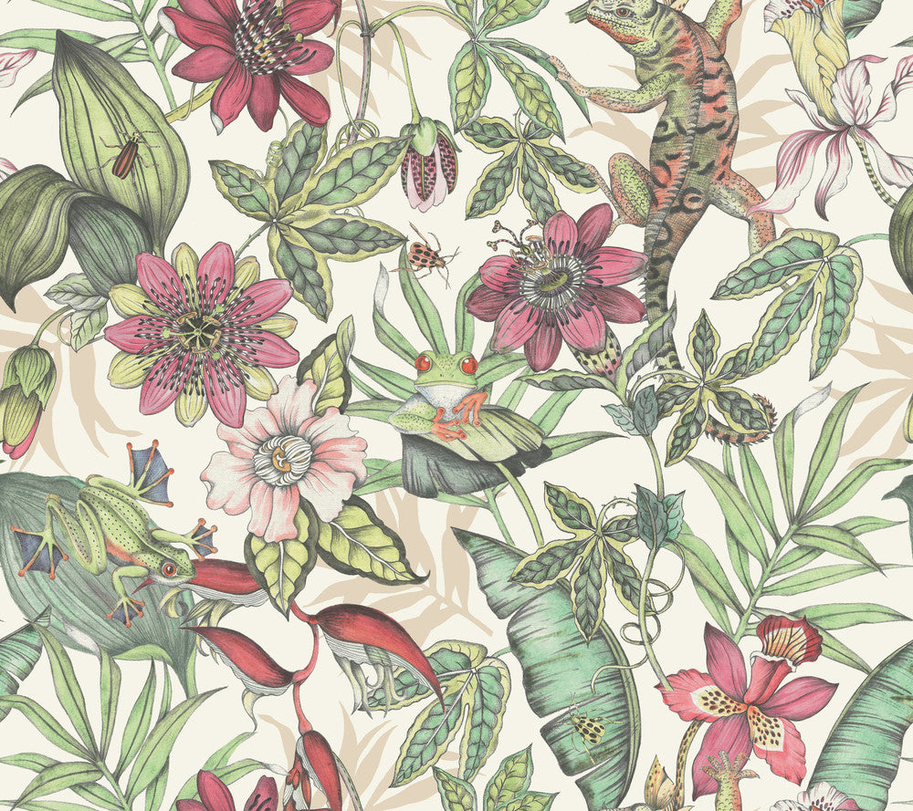 Rainforest Multicolor Wallpaper by York Wallcoverings Blooms Covers about 60.8 square feet 27-in by 27-ft long roll Unpasted 24 - Fabric Carolina -