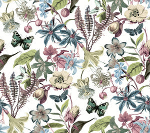 Butterfly House White & Fuchsia Wallpaper by York Wallcoverings