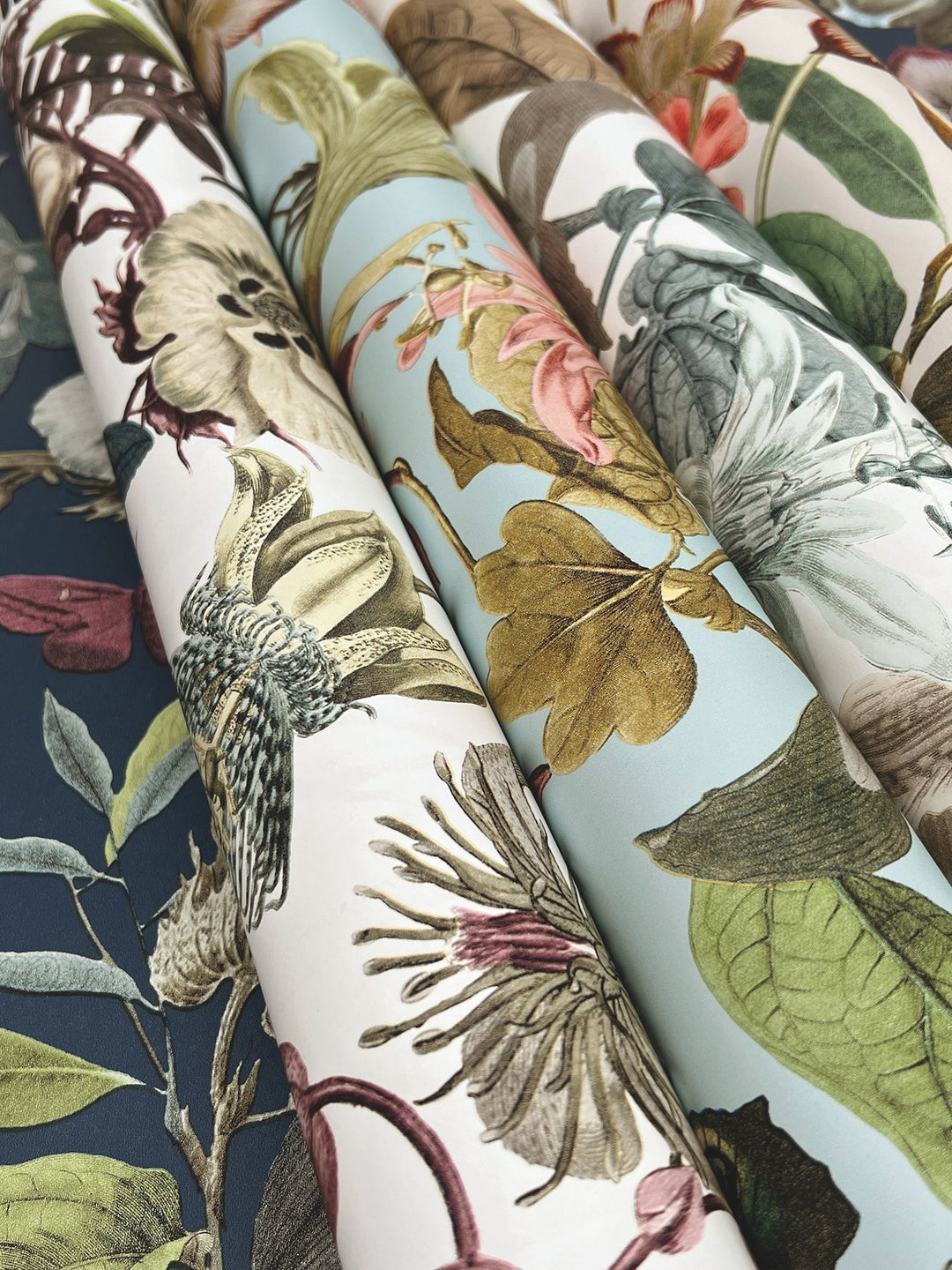 Butterfly House White & Blue Wallpaper by York Wallcoverings Designer