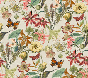 Butterfly House Light Taupe & Coral Wallpaper by York Wallcoverings