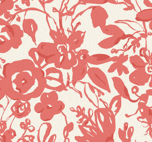 Brushstroke Floral Coral Wallpaper by York Wallcoverings