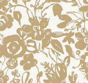 Brushstroke Floral Gold Wallpaper by York Wallcoverings