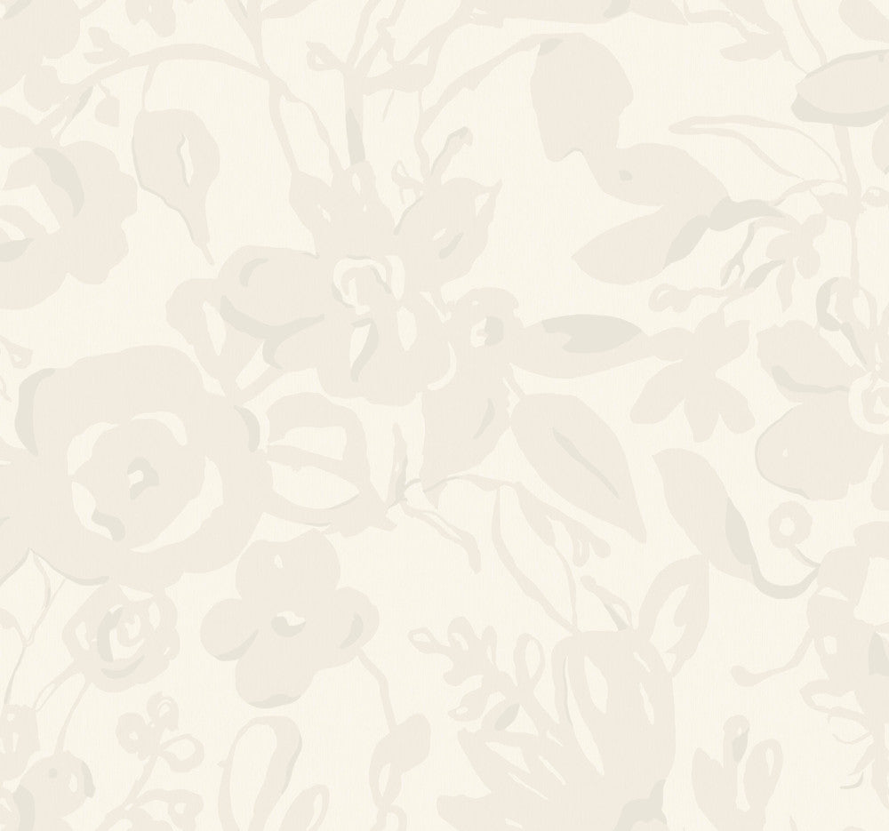Brushstroke Floral Pearl Wallpaper by York Wallcoverings Blooms Covers about 60.8 square feet 27-in by 27-ft long roll Unpasted 25.25 - Fabric Carolina -