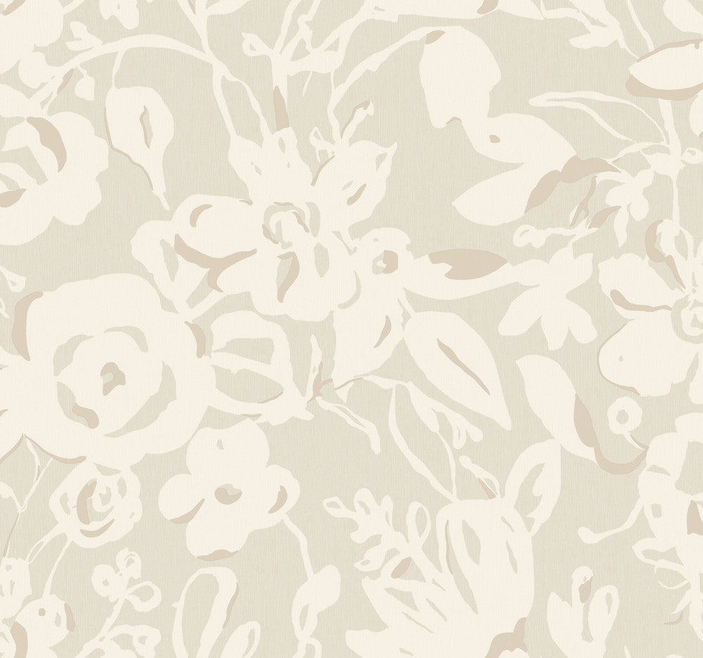 Brushstroke Floral Taupe Wallpaper by York Wallcoverings Blooms Covers about 60.8 square feet 27-in by 27-ft long roll Unpasted 25.25 - Fabric Carolina -