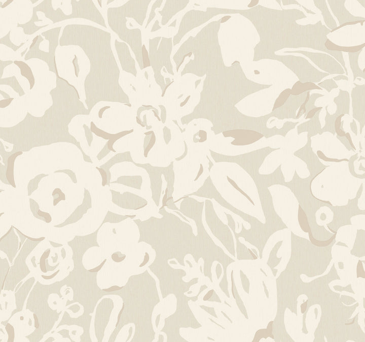 Brushstroke Floral Taupe Wallpaper by York Wallcoverings Blooms Covers about 60.8 square feet 27-in by 27-ft long roll Unpasted 25.25 - Fabric Carolina -