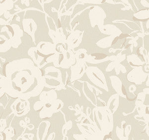 Brushstroke Floral Taupe Wallpaper by York Wallcoverings