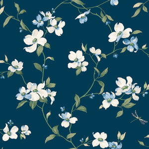 Dogwood Navy Wallpaper by York Wallcoverings