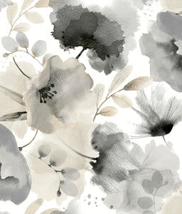 Watercolor Bouquet Charcoal Wallpaper by York Wallcoverings