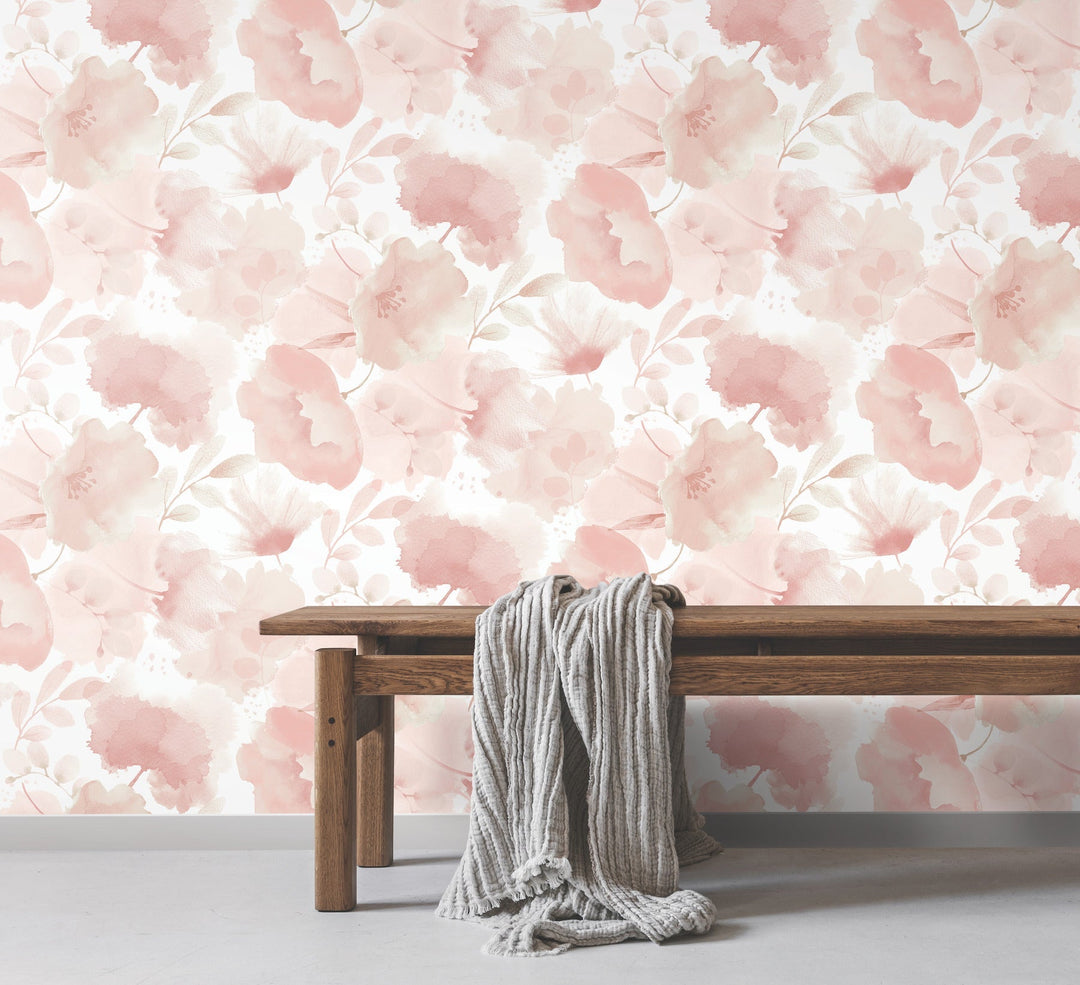 Watercolor Bouquet Blush Wallpaper by York Wallcoverings Designer