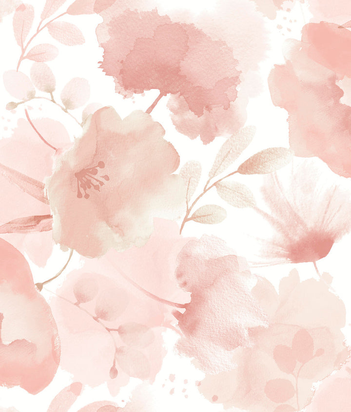 Watercolor Bouquet Blush Wallpaper by York Wallcoverings Blooms Covers about 56.4 square feet 20.5-in by 33-ft long roll Unpasted 24 - Fabric Carolina -