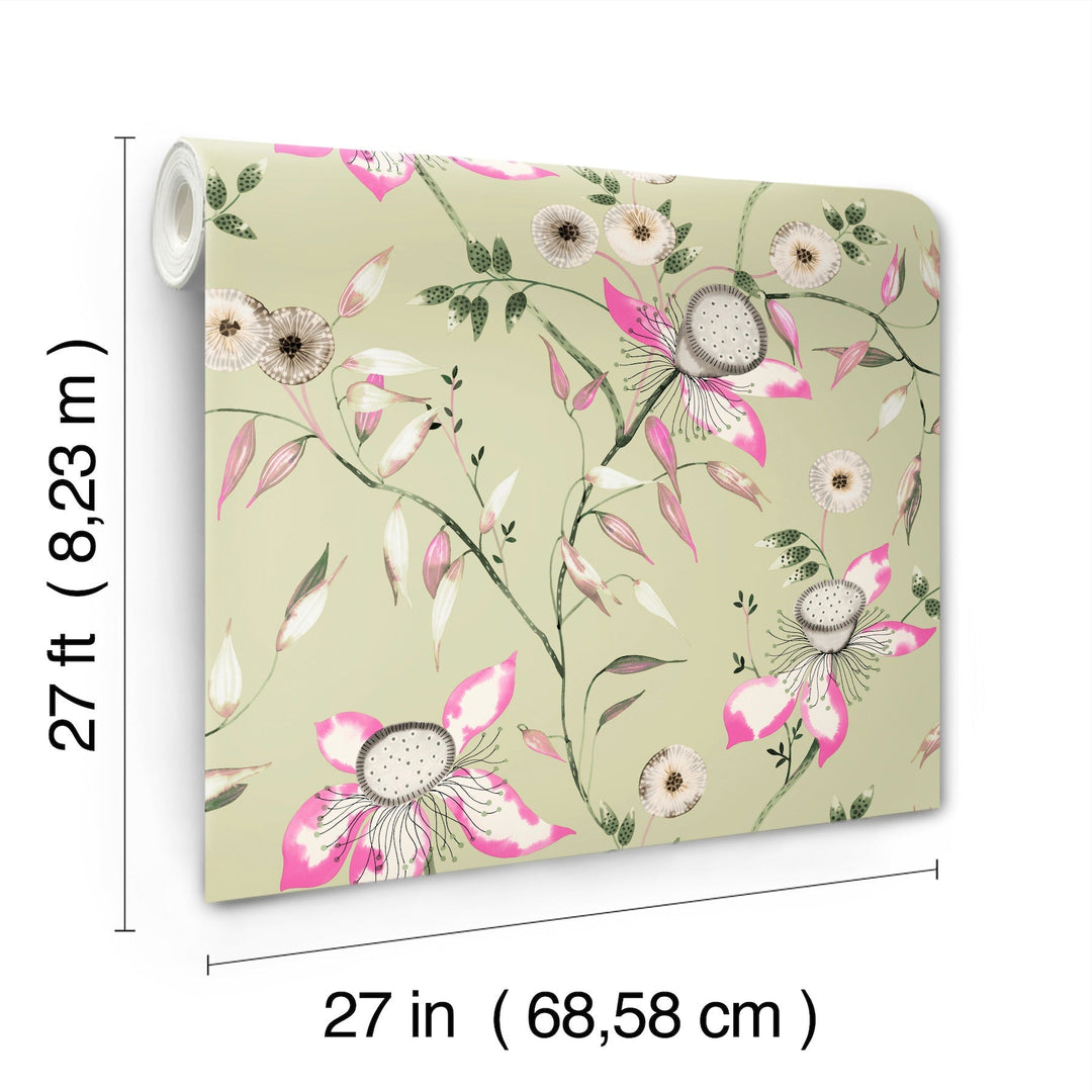 Dream Blossom Light Green Wallpaper by York Wallcoverings Designer
