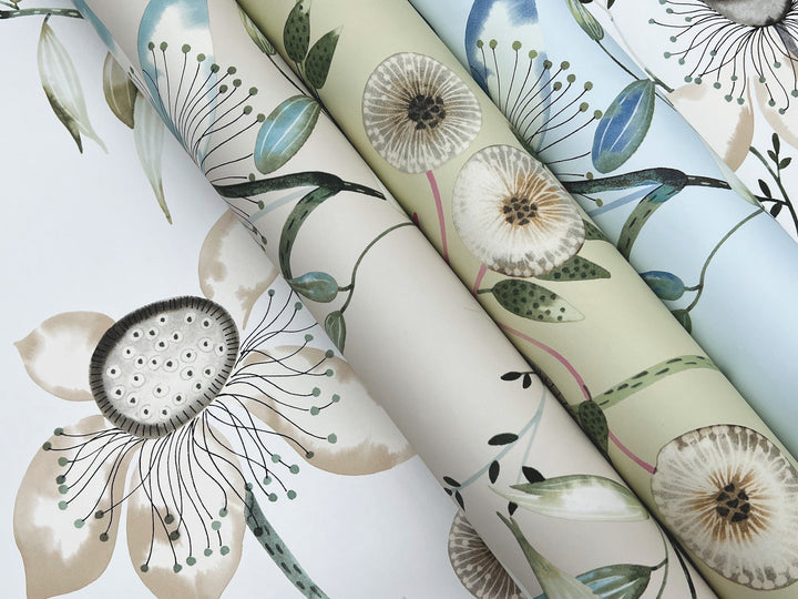 Dream Blossom White & Green Wallpaper by York Wallcoverings Designer