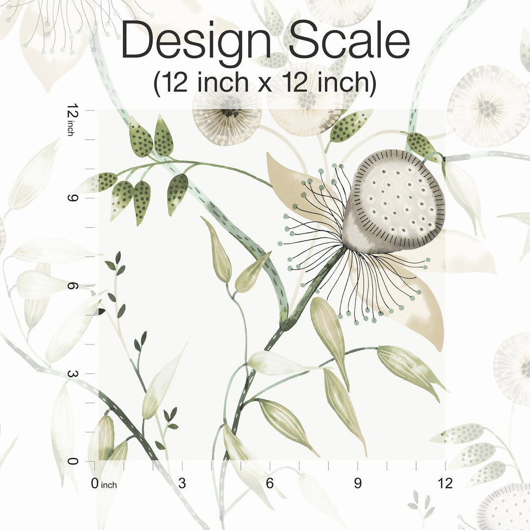 Dream Blossom White & Green Wallpaper by York Wallcoverings Designer