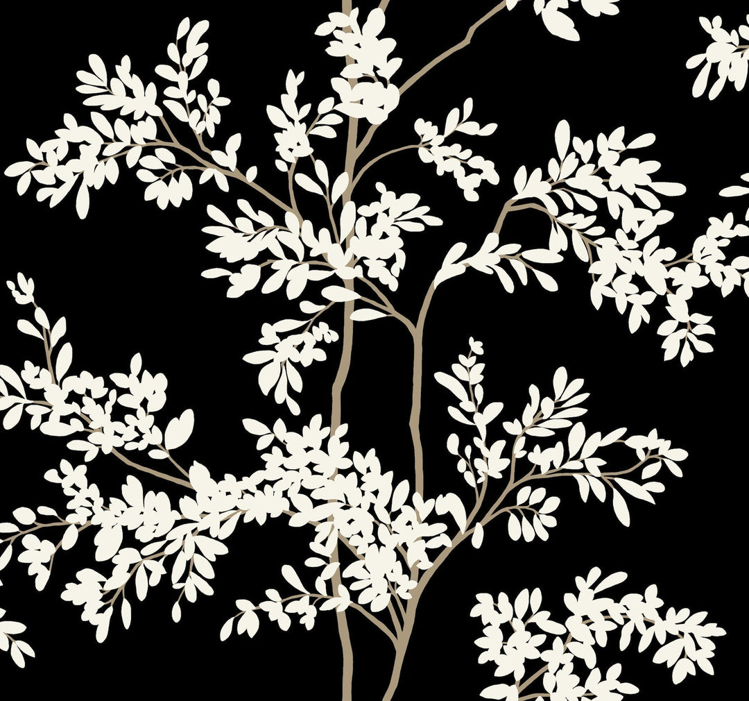 Lunaria Silhouette Black & White Wallpaper by York Wallcoverings Designer